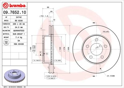 09765210 BREMBO Тормозной диск