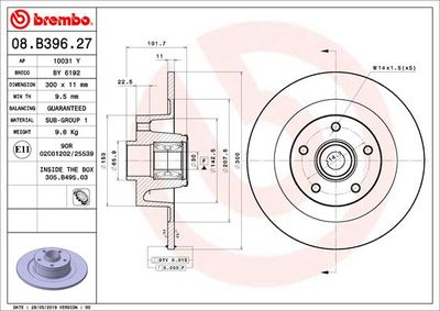 08B39627 BREMBO Тормозной диск