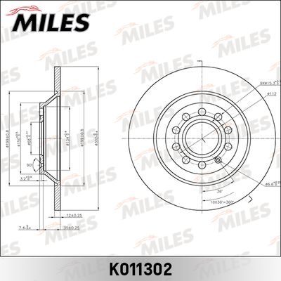 K011302 MILES Тормозной диск