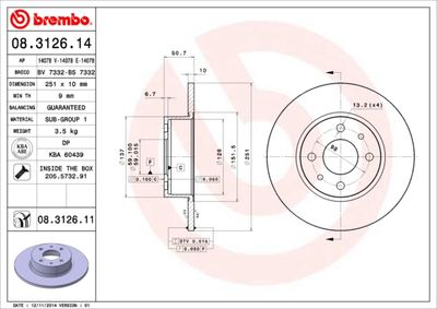 08312614 BREMBO Тормозной диск