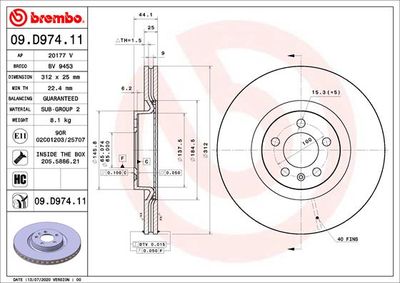 09D97411 BREMBO Тормозной диск