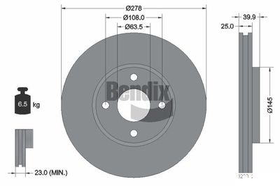 BDS1522 BENDIX Braking Тормозной диск