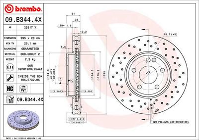 09B3444X BREMBO Тормозной диск