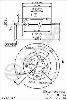 08908210 BREMBO Тормозной диск