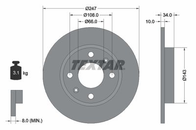 92029803 TEXTAR Тормозной диск