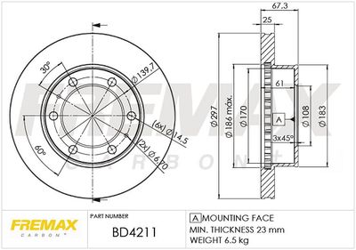BD4211 FREMAX Тормозной диск