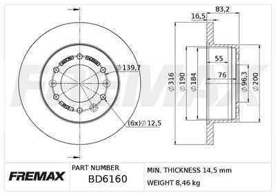 BD6160 FREMAX Тормозной диск
