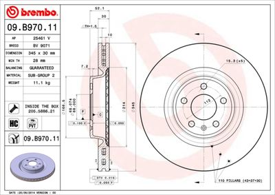 09B97011 BREMBO Тормозной диск