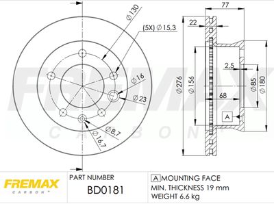 BD0181 FREMAX Тормозной диск