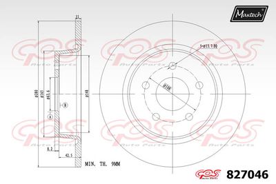 827046 MAXTECH Тормозной диск