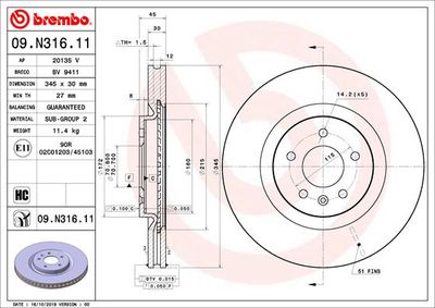 09N31611 BREMBO Тормозной диск