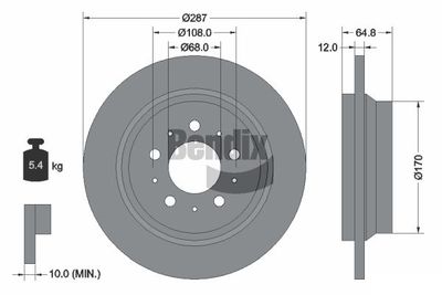 BDS1643 BENDIX Braking Тормозной диск