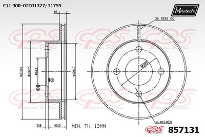 857131 MAXTECH Тормозной диск