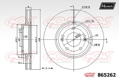 865262 MAXTECH Тормозной диск