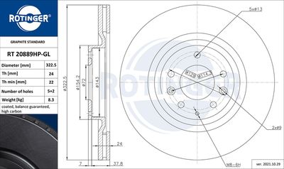 RT20889HPGL ROTINGER Тормозной диск