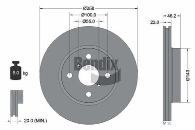 BDS1065 BENDIX Braking Тормозной диск