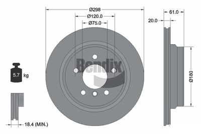 BDS1307 BENDIX Braking Тормозной диск