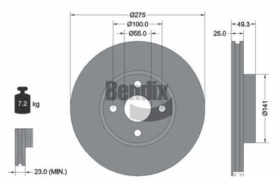 BDS2087 BENDIX Braking Тормозной диск