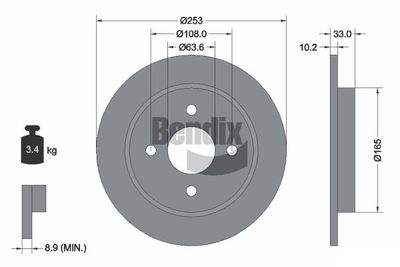 BDS1331 BENDIX Braking Тормозной диск