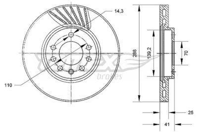 TX7055 TOMEX Brakes Тормозной диск