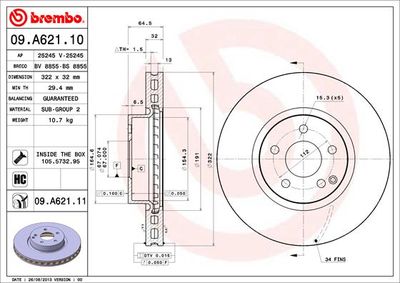 09A62111 BREMBO Тормозной диск