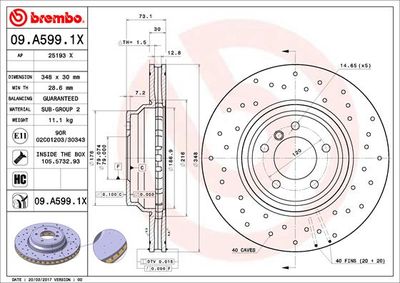 09A5991X BREMBO Тормозной диск