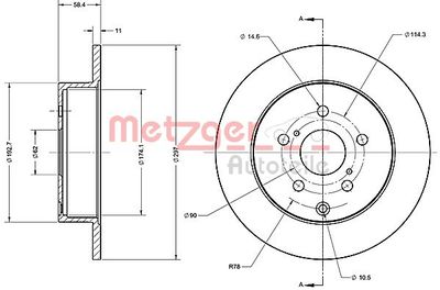 6110700 METZGER Тормозной диск