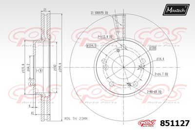 851127 MAXTECH Тормозной диск