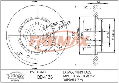 BD4133 FREMAX Тормозной диск