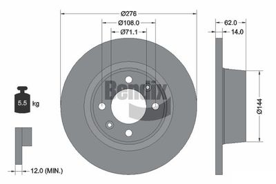 BDS1315 BENDIX Braking Тормозной диск