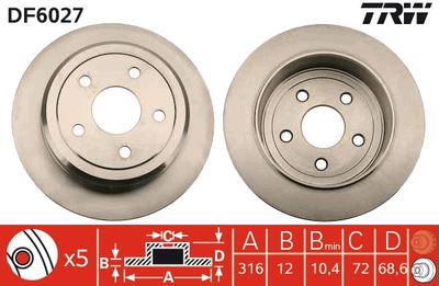 DF6027 TRW Тормозной диск