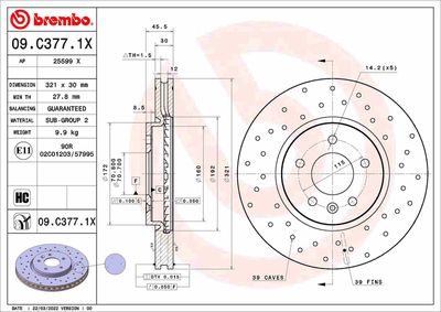 09C3771X BREMBO Тормозной диск