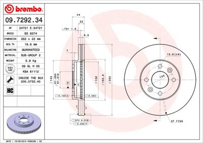 09729234 BREMBO Тормозной диск