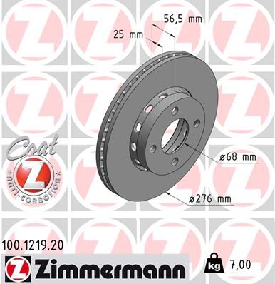 100121920 ZIMMERMANN Тормозной диск