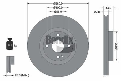BDS2185 BENDIX Braking Тормозной диск