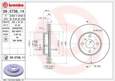 09573614 BREMBO Тормозной диск