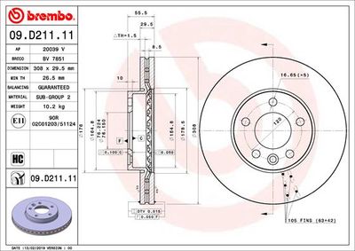 09D21111 BREMBO Тормозной диск