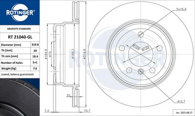 RT21040GL ROTINGER Тормозной диск