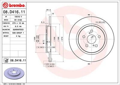 08D41611 BREMBO Тормозной диск