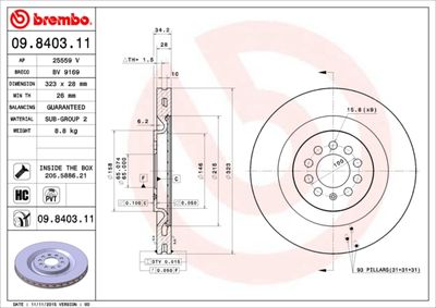 09840311 BREMBO Тормозной диск