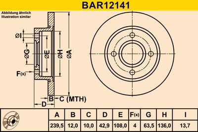 BAR12141 BARUM Тормозной диск