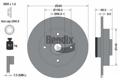 BDS1040 BENDIX Braking Тормозной диск