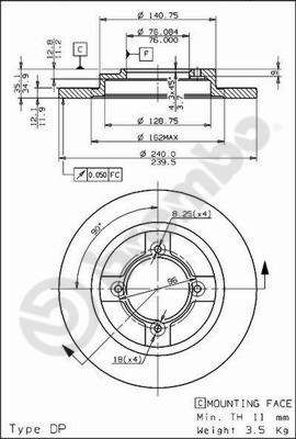 08308210 BREMBO Тормозной диск