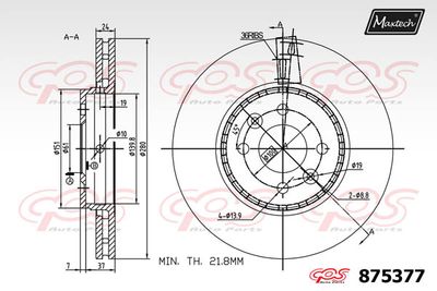 875377 MAXTECH Тормозной диск