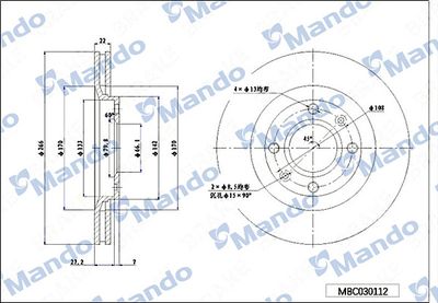 MBC030112 MANDO Тормозной диск
