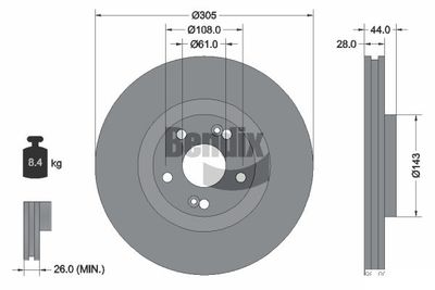 BDS1403 BENDIX Braking Тормозной диск