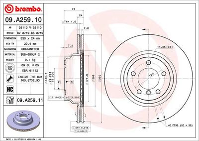 09A25911 BREMBO Тормозной диск