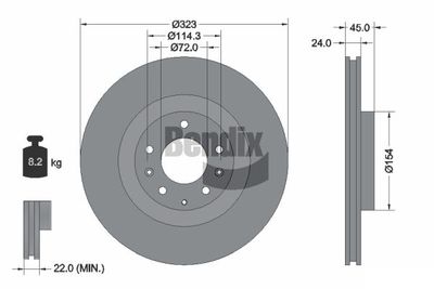 BDS1972 BENDIX Braking Тормозной диск