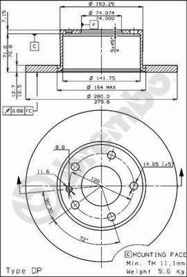 BS7220 BRECO Тормозной диск