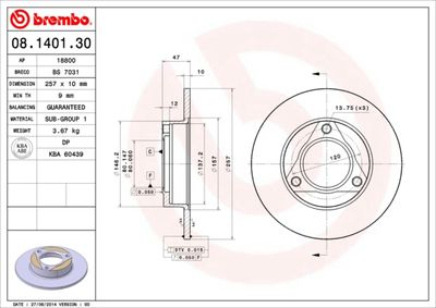 08140130 BREMBO Тормозной диск